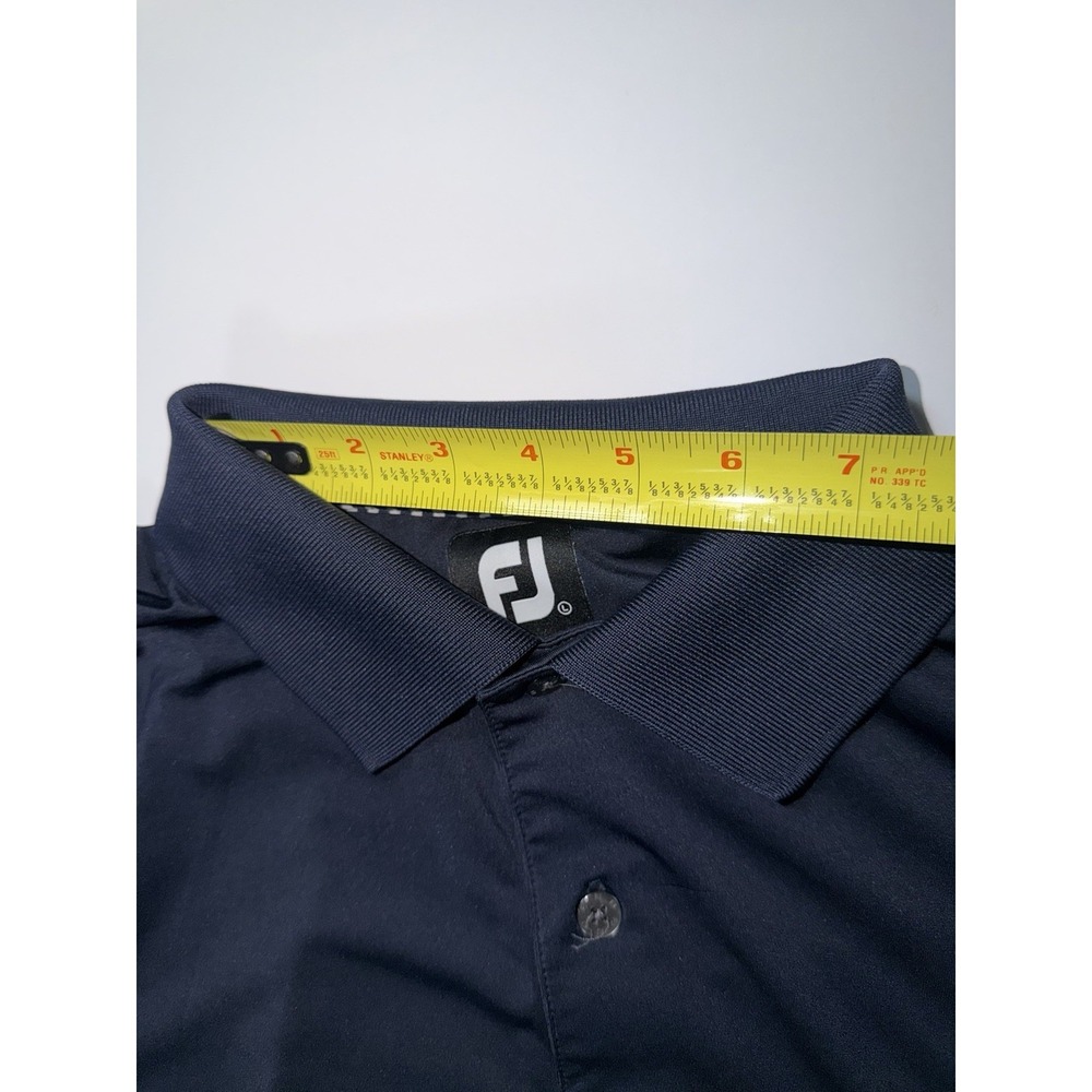 Footjoy Polo Men's M Athletic Fit FJ Golf Solid Navy Collar Drirelease - Picture 4 of 10